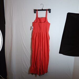 NWT Old Navy Orange Romper Size Small 55% linen 45% Rayon